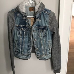 American Eagle jean jacket with hoodie